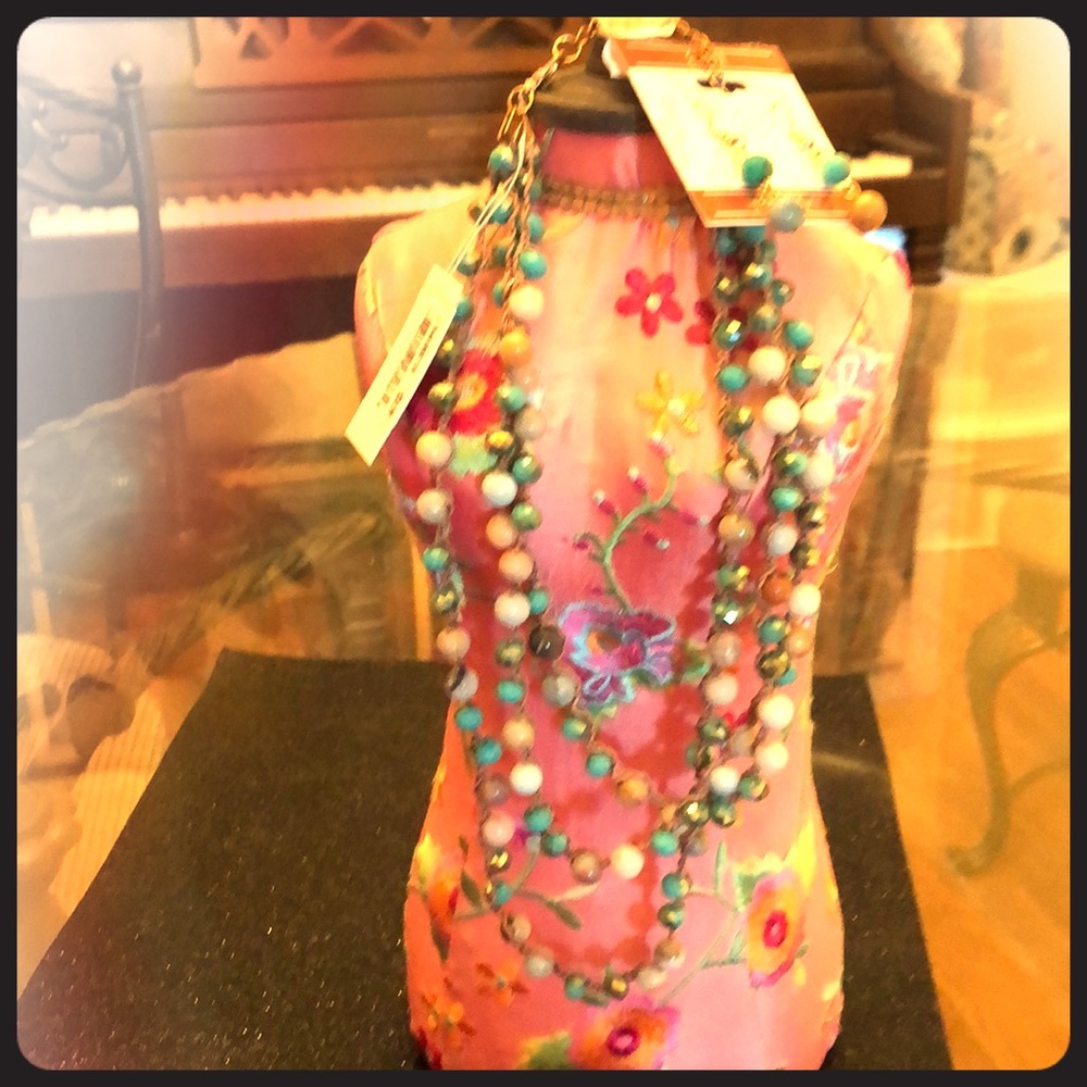 Ethel and Myrtle Beaded necklace and earrings.